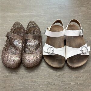 Glittery Brown Jelly shoes and White Toddler Sandels Set